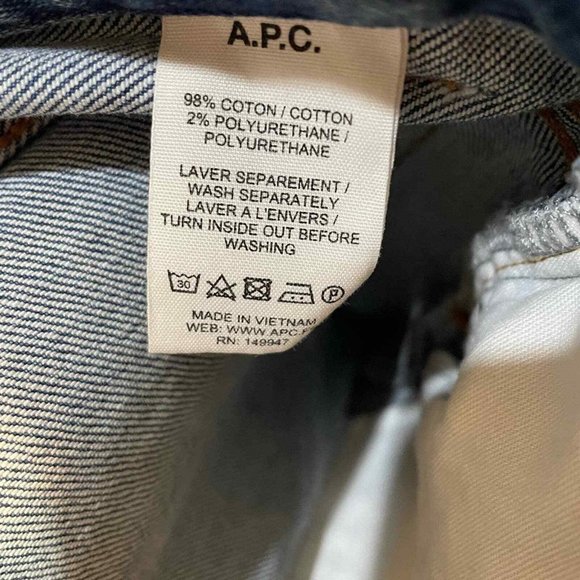 NWT A.P.C. Petit Standard Raw Hem Slim Fit Stretch Denim Jeans Indigo Unisex 29 - Picture 8 of 9